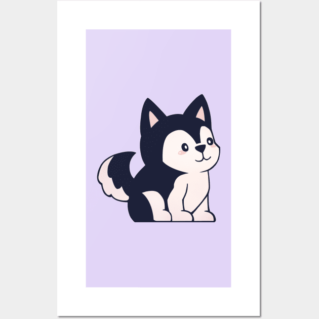 Husky Sits Wall Art by colorcover